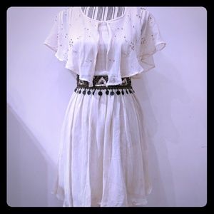 Anthropology bohemian sheer ruffle dress jeweled